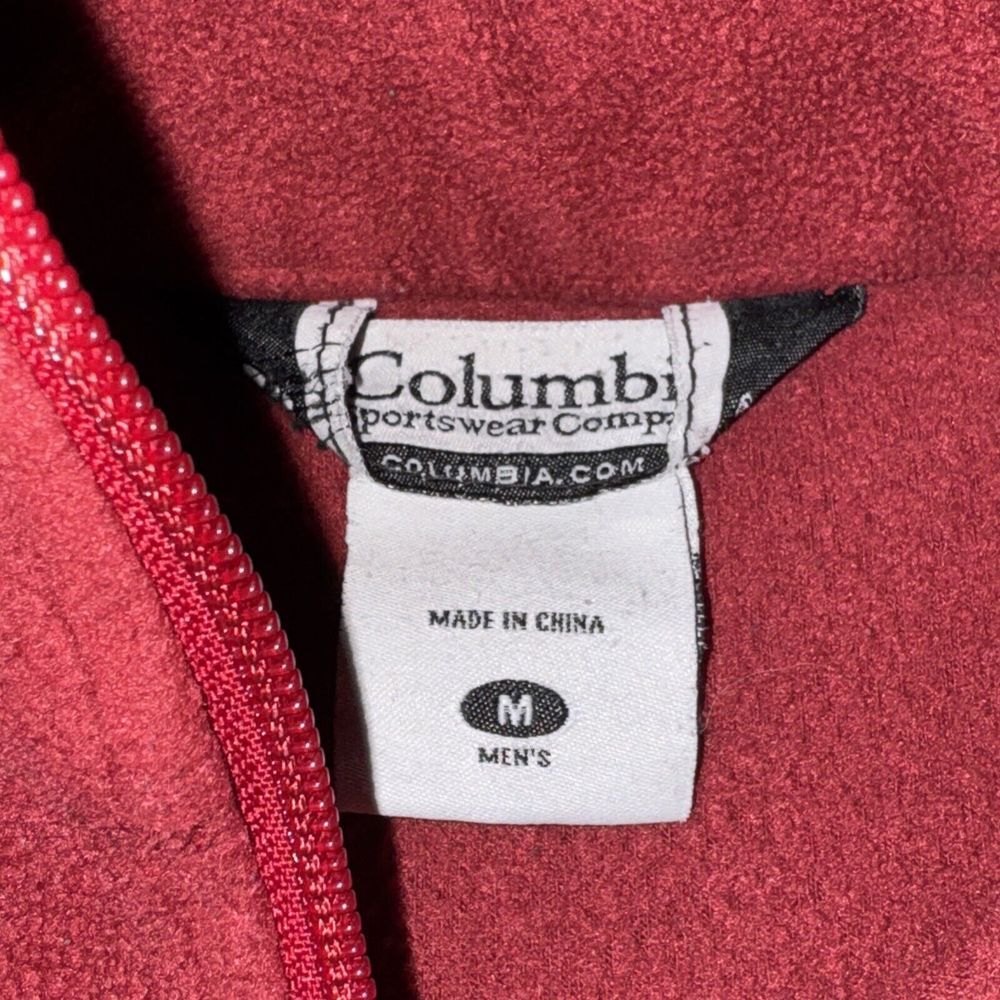 Columbia Sweater Fleece Jacket Men's M Red Full Zip Pockets Thermal Outdoor Hike - Picture 6 of 9